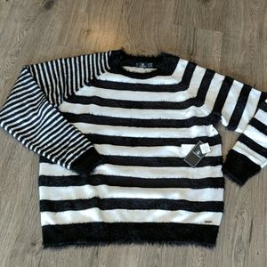 Bombshell Black and White Fuzzy Sweater - NWT